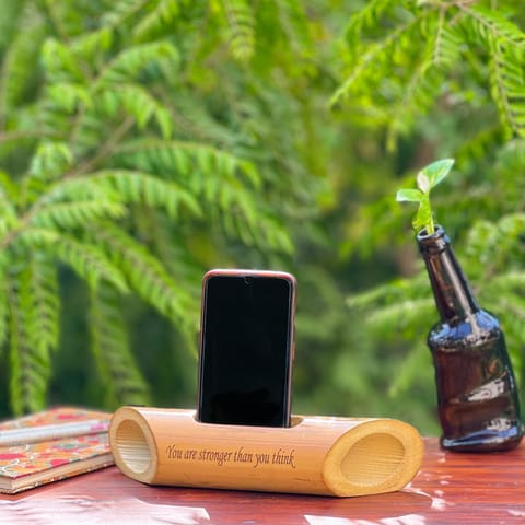 Scrapshala | Bamboo| beat sound amplifier | You Are Stronger Than You Think | Mobile Holder | Eco-friendly | Office Desk