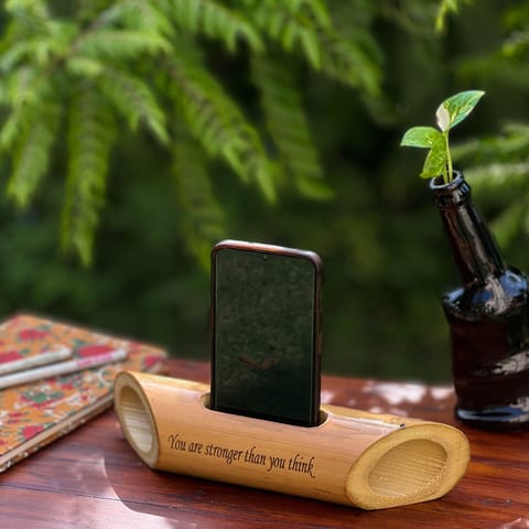 Scrapshala | Bamboo| beat sound amplifier | You Are Stronger Than You Think | Mobile Holder | Eco-friendly | Office Desk