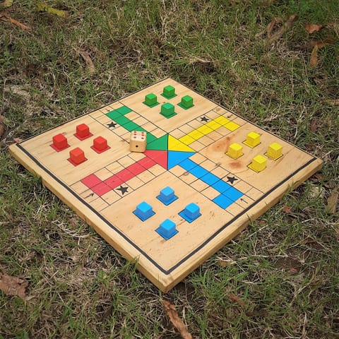 Scrapshala | Ludo Board Game | Strategy | Natural reclaimed wood