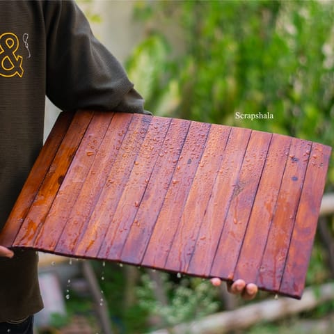 Scrapshala | Basic Wooden Place Mat | Walnut Colour | Foldable | Stain-Proof | Scratch-Proof