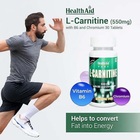 HealthAid L-Carnitine 550 mg with Vitamin B6 & Chromium (30 Tablets)